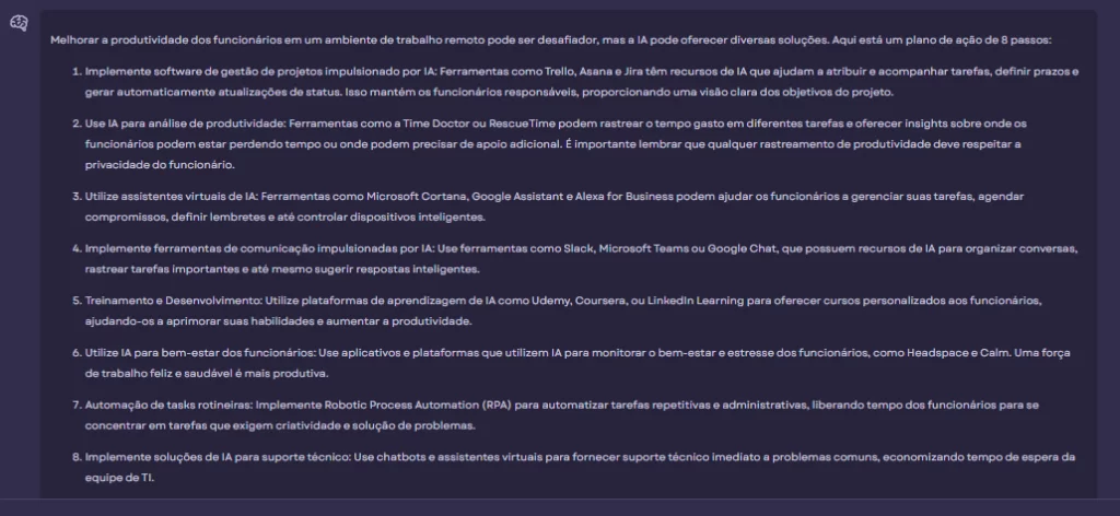 Plano de Ação Usando IA - Resposta do Prompt